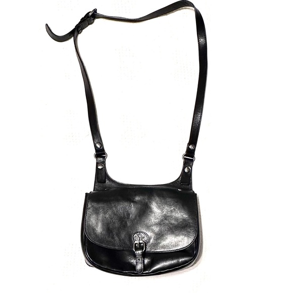 Patricia Nash Black Leather Saddle Bag Crossbody Shoulder - Picture 2 of 12